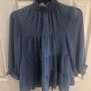Monteau Blue Textured Blouse